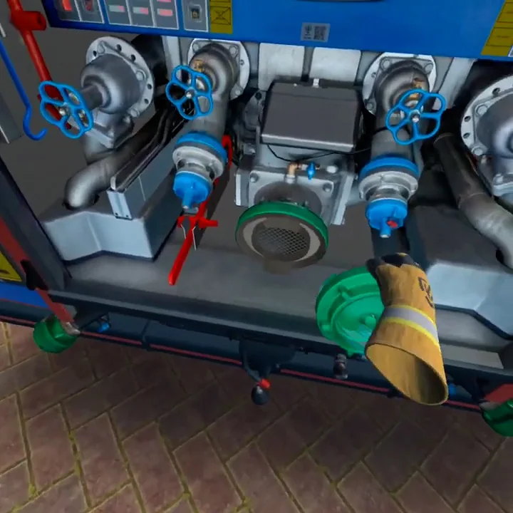 Brandweer Training, physics-based equipment interaction in VR