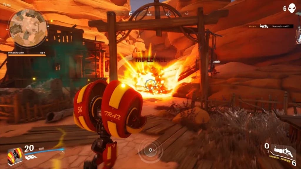 BulletVille gameplay, characters in combat amid an explosion